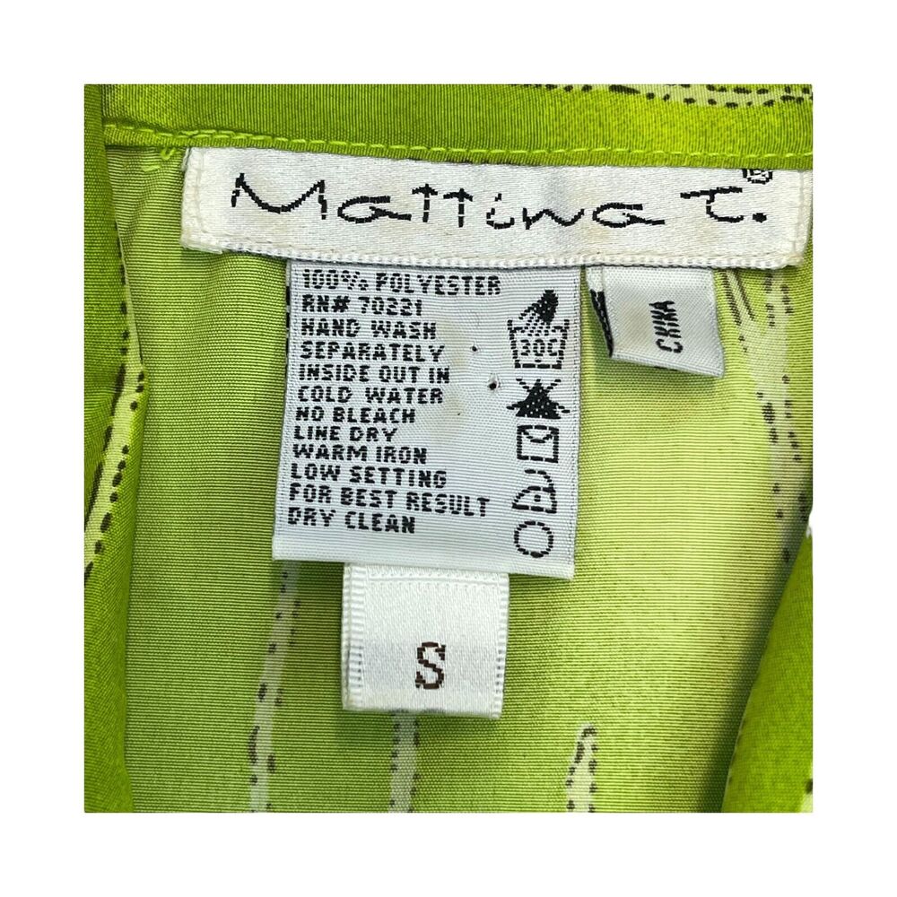 Mattina Shirt Women's Small Green Floral 100% Polyester Short Sleeve Button-Up - Picture 2 of 6